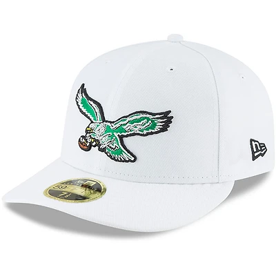 Men's New Era White Philadelphia Eagles Omaha Low Profile 59FIFTY Fitted Hat