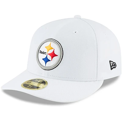 Men's New Era White Pittsburgh Steelers Omaha Low Profile 59FIFTY Fitted Hat