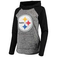 Women's G-III 4Her by Carl Banks Heathered Gray/Black Pittsburgh Steelers Championship Ring Pullover Hoodie