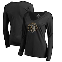 Women's Black Vegas Golden Knights Hometown Collection Vegas Goes Gold V-Neck Long Sleeve T-Shirt