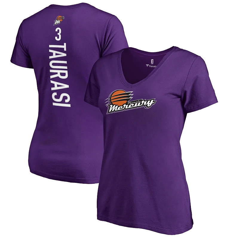 Women's Diana Taurasi Purple Phoenix Mercury Backer Name & Number V-Neck T-Shirt