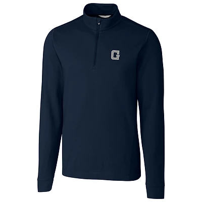 Men's Cutter & Buck Navy Georgetown Hoyas Big & Tall College Vault Advantage Tri-Blend Quarter-Zip Pullover Jacket
