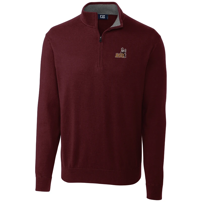 Men's Cutter & Buck Maroon Arizona State Sun Devils Big & Tall College Vault Lakemont Tri-Blend Half-Zip Pullover Jacket