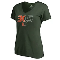 Women's Green Miami Hurricanes Team Hometown Collection V-Neck T-Shirt