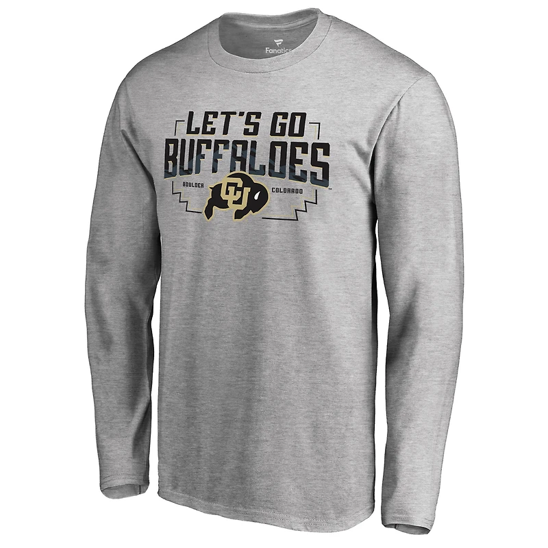 Men's Heathered Gray Colorado Buffaloes Hometown Collection Let's Go Buffaloes Long Sleeve T-Shirt