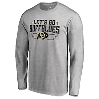 Men's Heathered Gray Colorado Buffaloes Hometown Collection Let's Go Buffaloes Long Sleeve T-Shirt