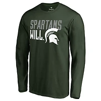 Men's Green Michigan State Spartans Hometown Collection Spartans Will Long Sleeve T-Shirt