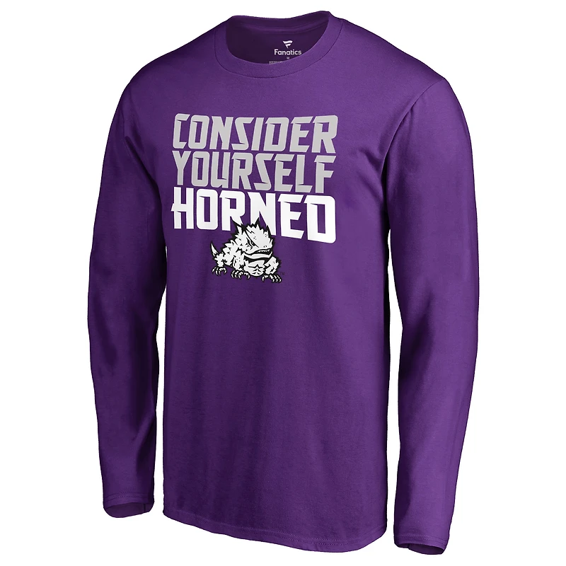 Men's Purple TCU Horned Frogs Hometown Collection Consider Yourself Horned Long Sleeve T-Shirt