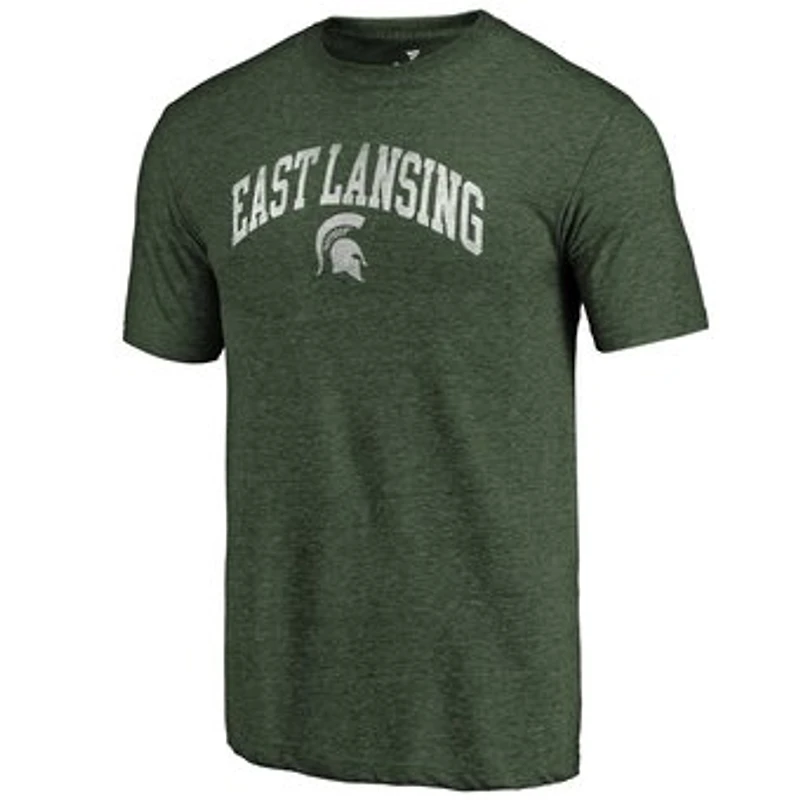 Men's Heathered Green Michigan State Spartans Hometown Arched City Tri-Blend T-Shirt