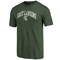 Men's Heathered Green Michigan State Spartans Hometown Arched City Tri-Blend T-Shirt