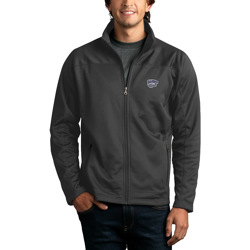 Men's Gray Kansas State Wildcats Brushed Back Micro-Fleece Full-Zip Jacket
