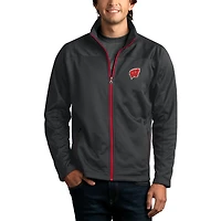 Men's Gray Wisconsin Badgers Brushed Back Micro-Fleece Full-Zip Jacket
