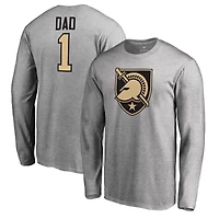Men's Heathered Gray Army Black Knights #1 Dad Long Sleeve T-Shirt