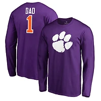 Men's Purple Clemson Tigers #1 Dad Long Sleeve T-Shirt
