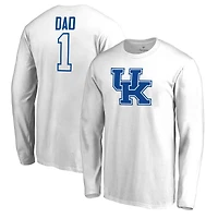 Men's White Kentucky Wildcats #1 Dad Long Sleeve T-Shirt