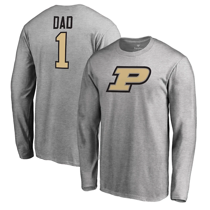 Men's Heathered Gray Purdue Boilermakers #1 Dad Long Sleeve T-Shirt