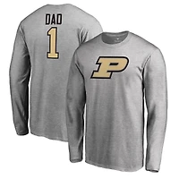 Men's Heathered Gray Purdue Boilermakers #1 Dad Long Sleeve T-Shirt