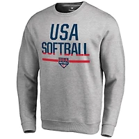 Men's Heathered Gray USA Softball Team Base Sweatshirt