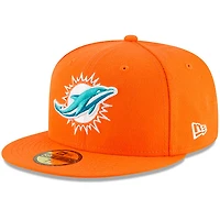 Men's New Era Orange Miami Dolphins Omaha 59FIFTY Fitted Hat