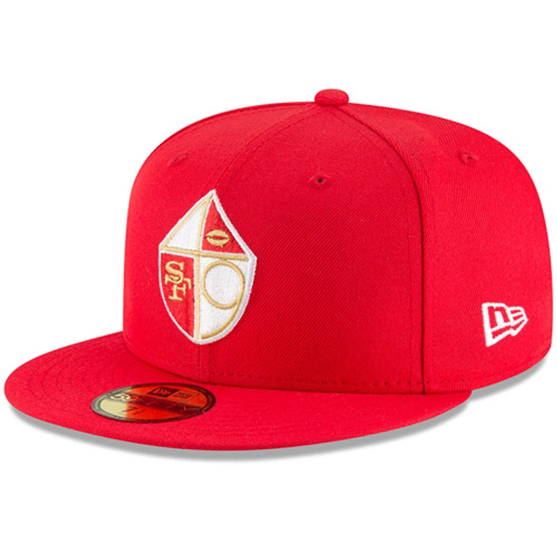 Men's New Era Scarlet San Francisco 49ers Omaha Throwback 59FIFTY Fitted Hat