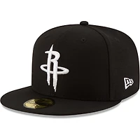 Men's New Era Black Houston Rockets Black & White Logo 59FIFTY Fitted Hat