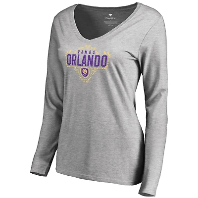 Women's Heathered Gray Orlando City SC Hometown Collection Long Sleeve T-Shirt
