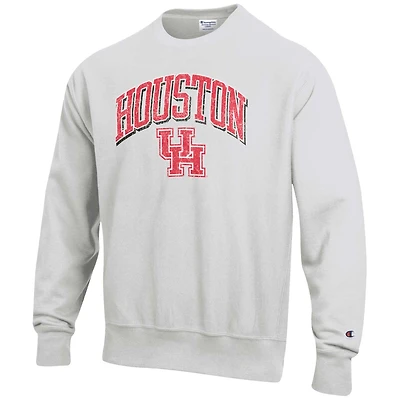 Men's Champion Gray Houston Cougars Arch Over Logo Reverse Weave Pullover Sweatshirt
