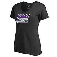 Women's Black Stockton Kings Primary Logo V-Neck T-Shirt