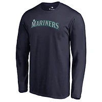 Men's Navy Seattle Mariners Team Wordmark Long Sleeve T-Shirt