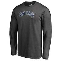 Men's Heathered Charcoal New York Yankees Team Wordmark Long Sleeve T-Shirt