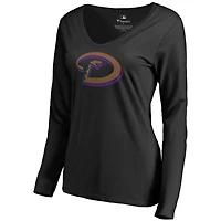 Women's Black Arizona Diamondbacks Cooperstown Collection Forbes Long Sleeve V-Neck T-Shirt