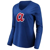 Women's Royal Atlanta Braves Cooperstown Collection Forbes Long Sleeve V-Neck T-Shirt
