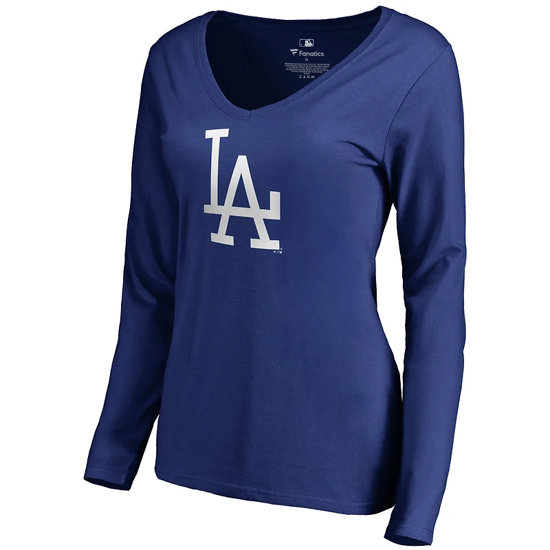 Women's Royal Los Angeles Dodgers Cooperstown Collection Forbes Long Sleeve V-Neck T-Shirt