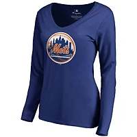 Women's Royal New York Mets Cooperstown Collection Forbes Long Sleeve V-Neck T-Shirt