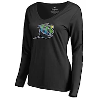 Women's Black Tampa Bay Rays Cooperstown Collection Forbes Long Sleeve V-Neck T-Shirt