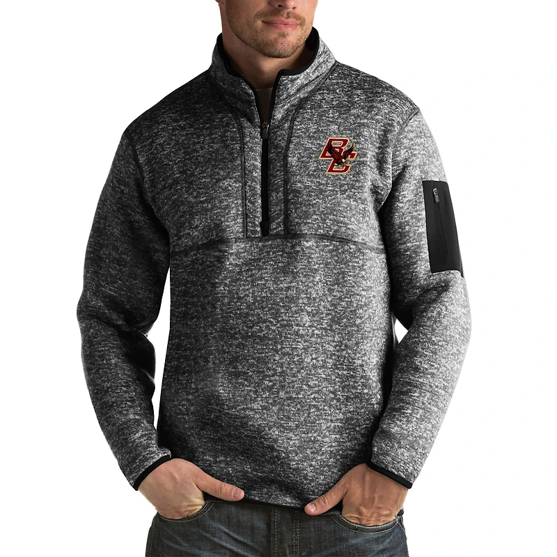 Men's Antigua Black Boston College Eagles Fortune Big & Tall Quarter-Zip Pullover Jacket