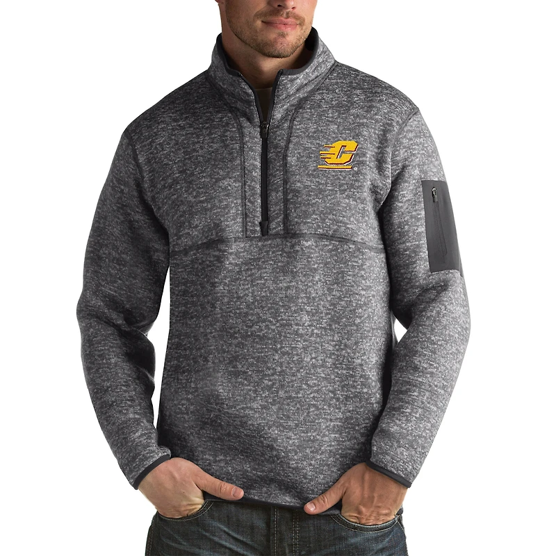 Men's Antigua Charcoal Cent. Michigan Chippewas Fortune Big & Tall Quarter-Zip Pullover Jacket