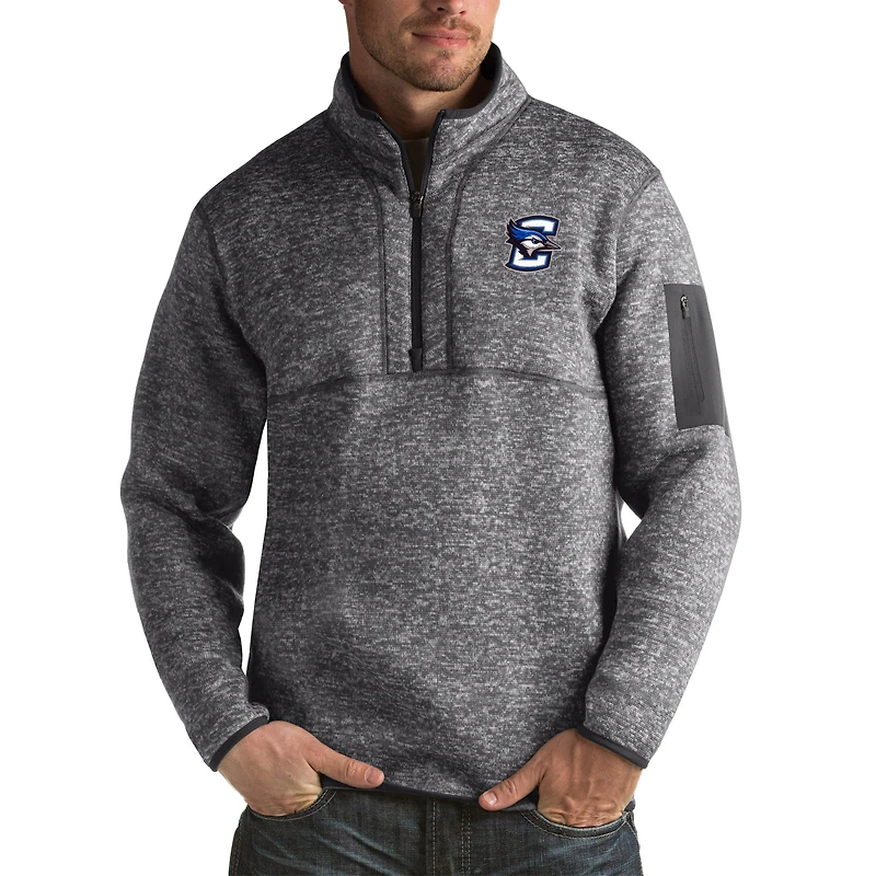 Men's Antigua Charcoal Creighton Bluejays Fortune Big & Tall Quarter-Zip Pullover Jacket