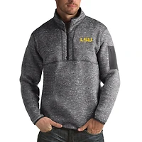 Men's Antigua Charcoal LSU Tigers Fortune Big & Tall Quarter-Zip Pullover Jacket