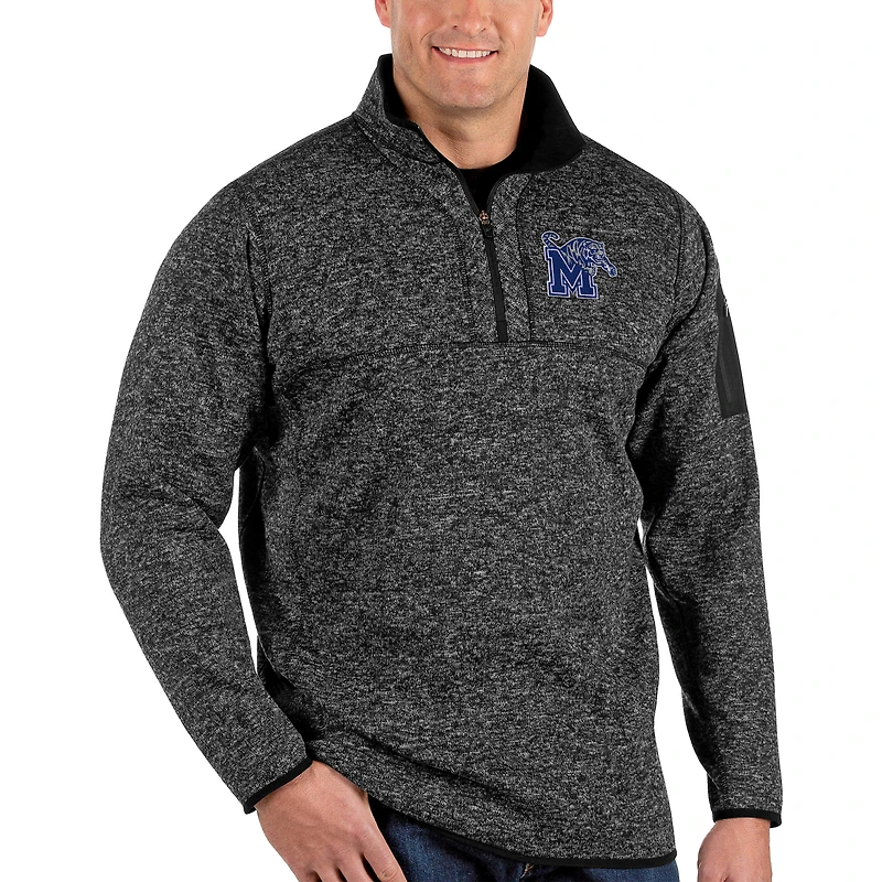 Men's Antigua Black Memphis Tigers Fortune Big & Tall Quarter-Zip Pullover Jacket