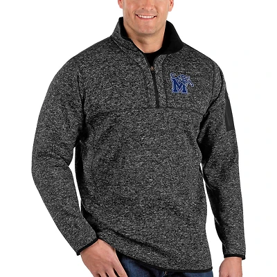 Men's Antigua Black Memphis Tigers Fortune Big & Tall Quarter-Zip Pullover Jacket