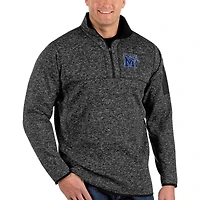 Men's Antigua Black Memphis Tigers Fortune Big & Tall Quarter-Zip Pullover Jacket