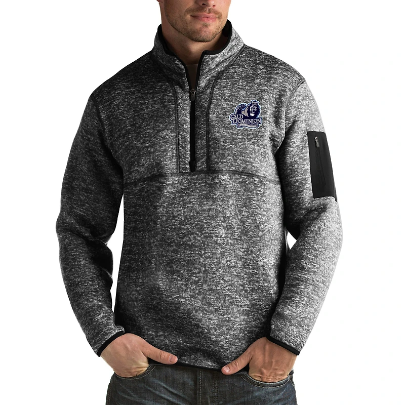 Men's Antigua Black Old Dominion Monarchs Fortune Big & Tall Quarter-Zip Pullover Jacket