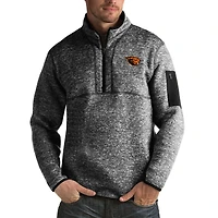 Men's Antigua Black Oregon State Beavers Fortune Big & Tall Quarter-Zip Pullover Jacket