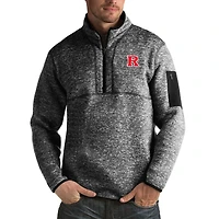 Men's Antigua Black Rutgers Scarlet Knights Fortune Big & Tall Quarter-Zip Pullover Jacket