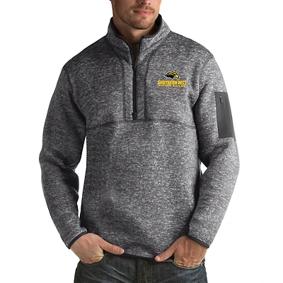 Men's Antigua Charcoal Southern Miss Golden Eagles Fortune Big & Tall Quarter-Zip Pullover Jacket