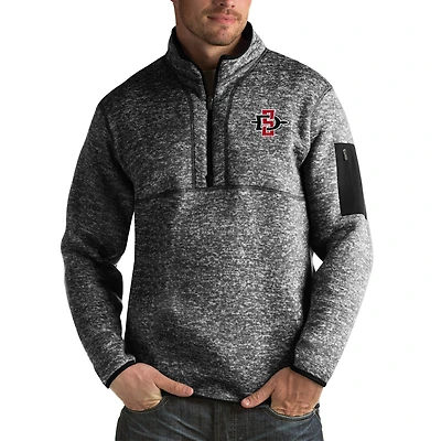 Men's Antigua Black San Diego State Aztecs Fortune Big & Tall Quarter-Zip Pullover Jacket
