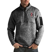 Men's Antigua Black San Diego State Aztecs Fortune Big & Tall Quarter-Zip Pullover Jacket