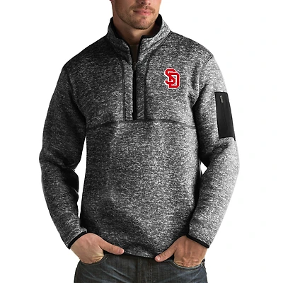 Men's Antigua Black South Dakota Coyotes Fortune Big & Tall Quarter-Zip Pullover Jacket