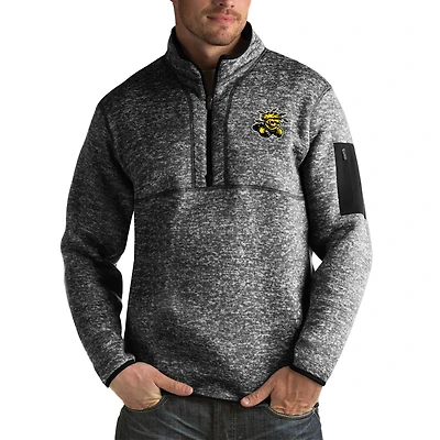 Men's Antigua Black Wichita State Shockers Fortune Big & Tall Quarter-Zip Pullover Jacket